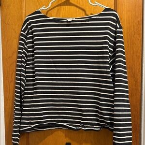 J. Crew Black and White Striped Long Sleeve Top
